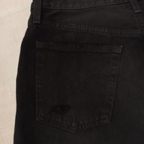 Levis 501 Jean Shorts Womens Size 28 Black Stowaway Distressed Cutoffs - Picture 8 of 16